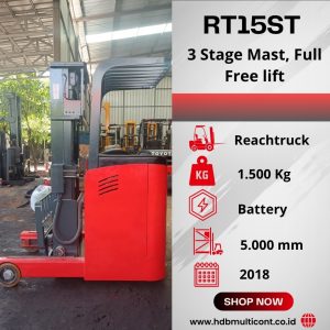 "Forklift Super Form RT15ST 2 ton dengan mast 3 stage freelift dan sideshift"